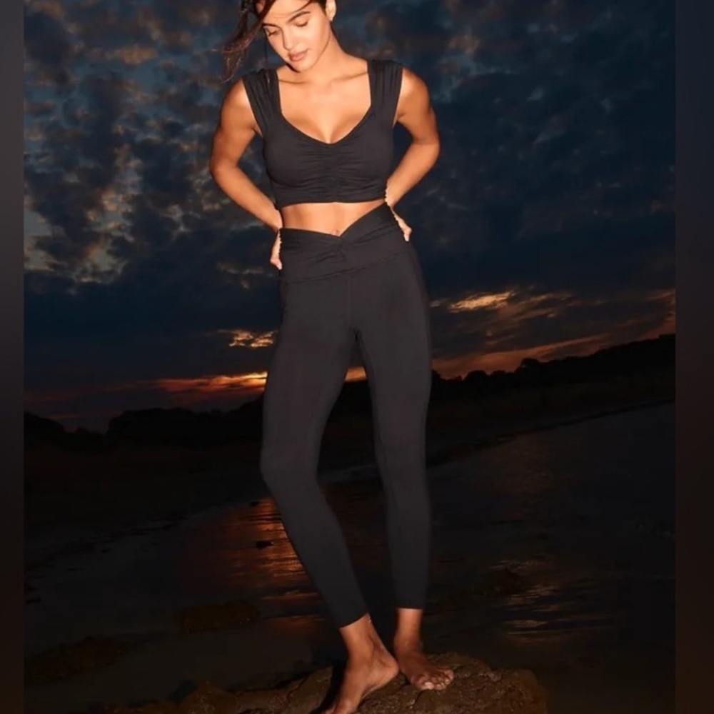 Free People High Rise Ankle Breathe Deeper Leggings in black